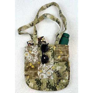 SALLY SAW • Handmade Green Floral Patchwork Tote Bag